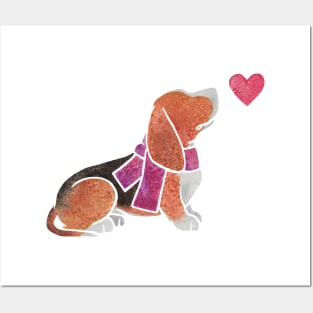 Watercolour Basset Hound Posters and Art